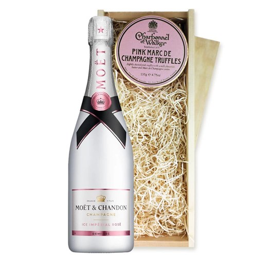 Moet & Chandon Ice Imperial Rose 75cl And Pink Marc de Charbonnel Chocolates Box